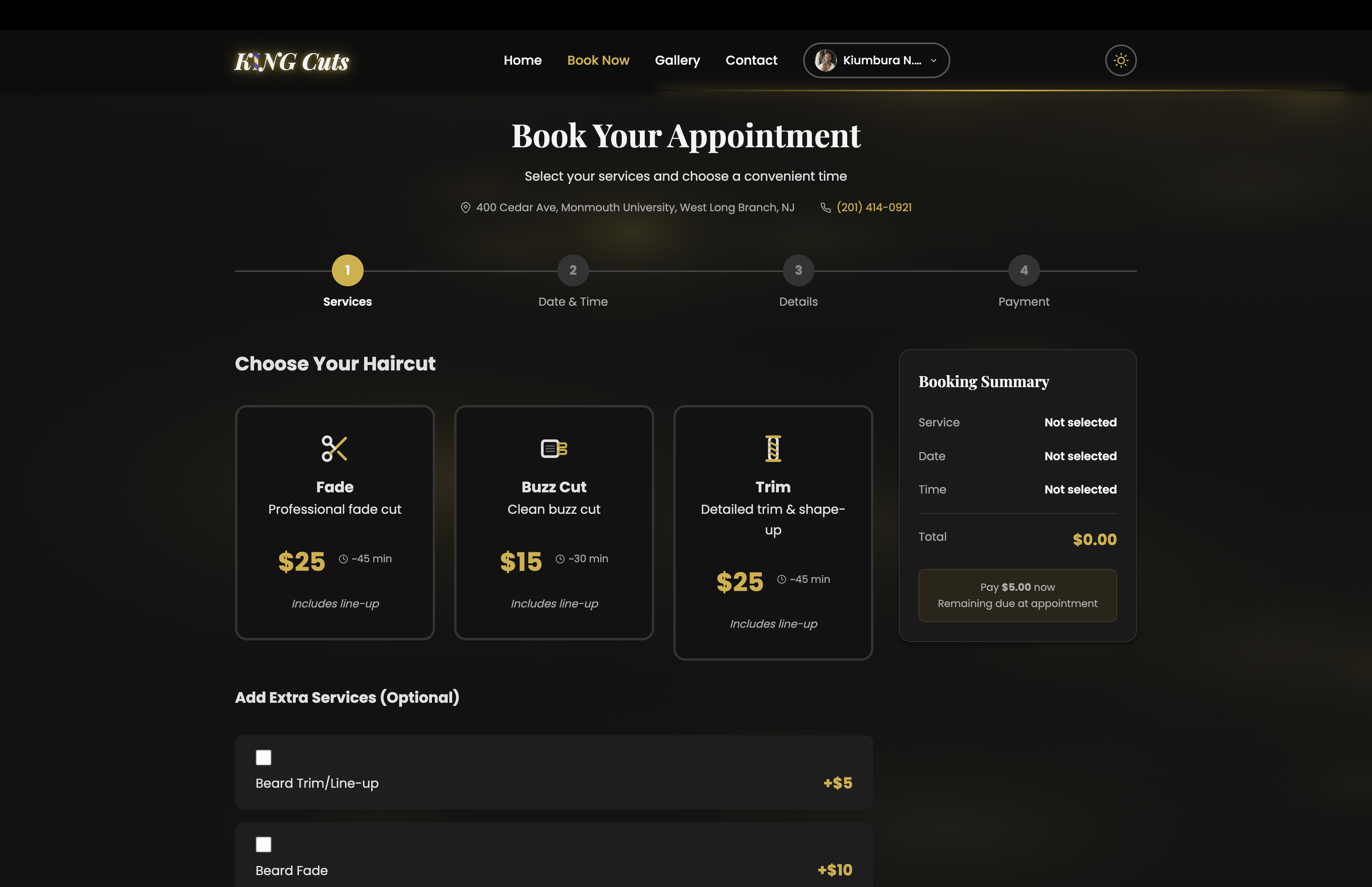 KNGCuts Booking Page